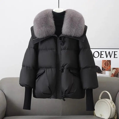 Chaqueta con cuello de piel para mujer