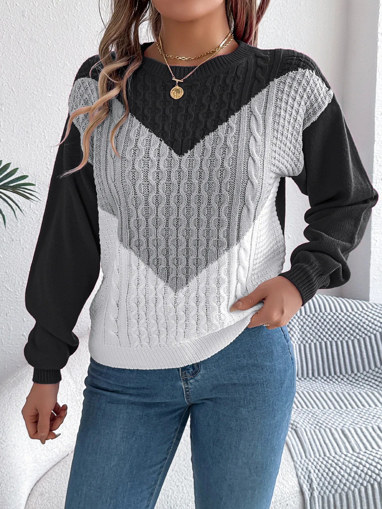 VigoCasey | Jersey de punto patchwork para mujer