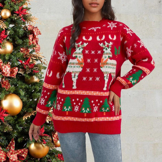 Jerséis de manga larga de estilo navideño para mujer